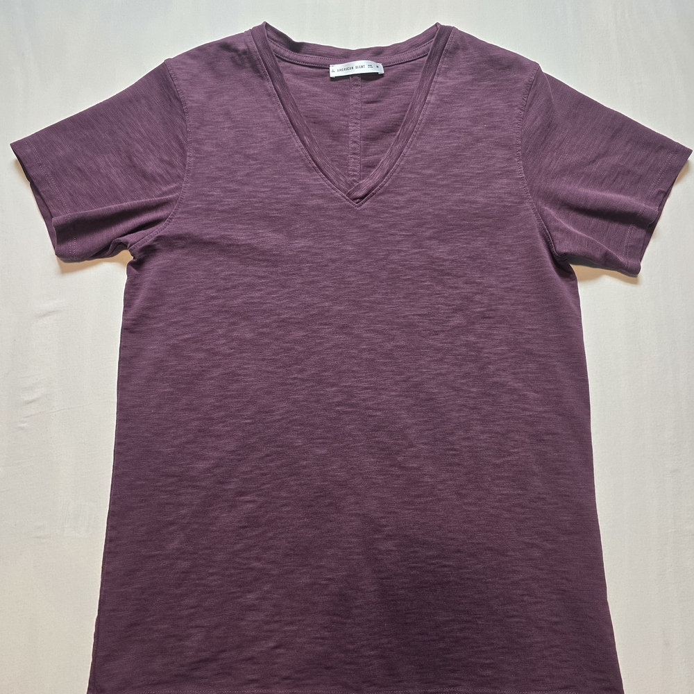 American Giant Short Sleeve V-Neck Tee Medium in Purple